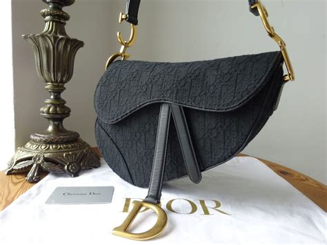 Dior Oblique Saddle Bag Black in Canvas/Calfskin with Silver .